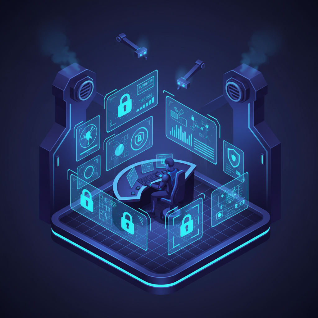 Illustration of a Cyber Security Defense Station